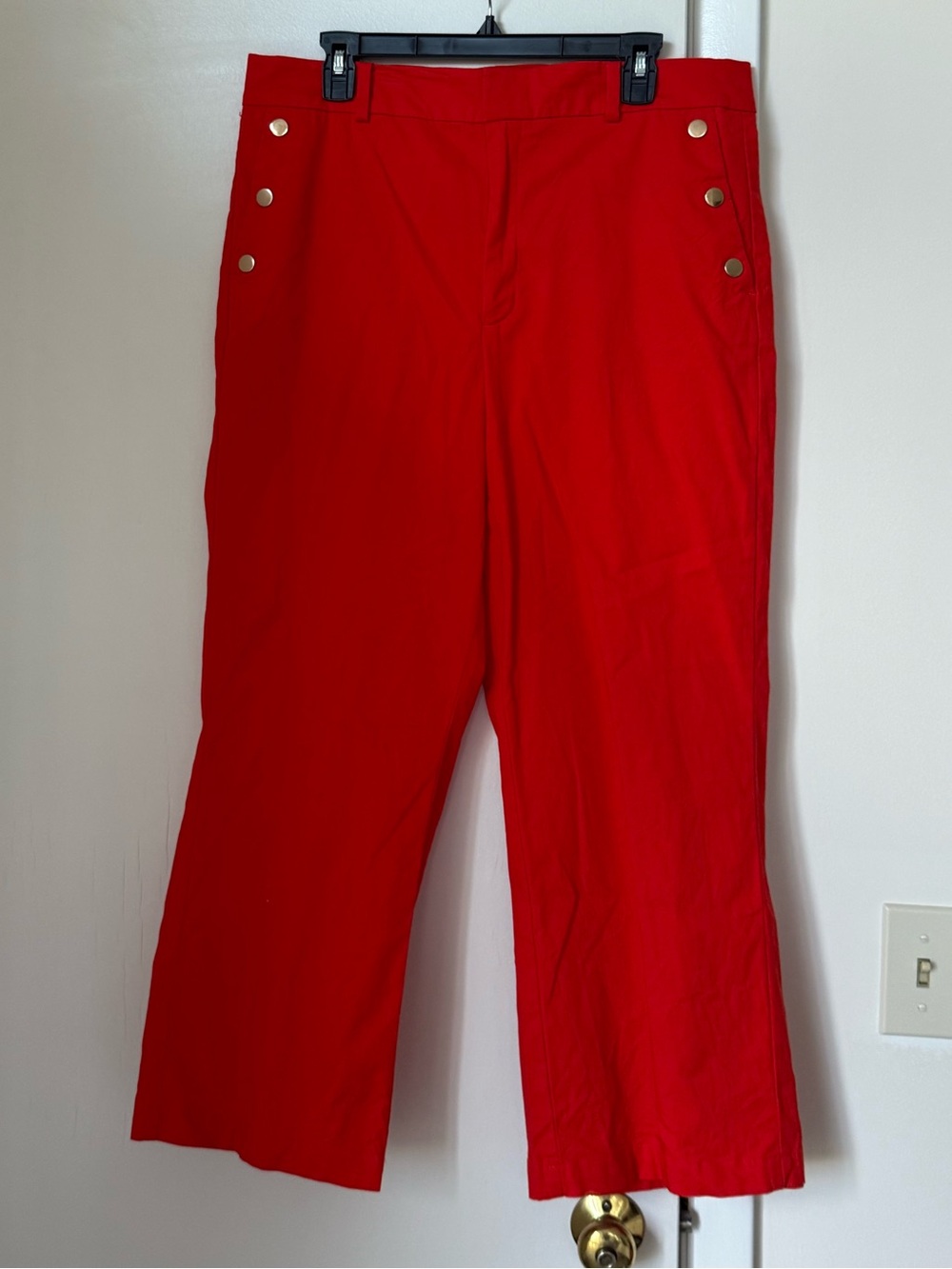Ann Taylor Red Sailor-Style Cropped Chinos
